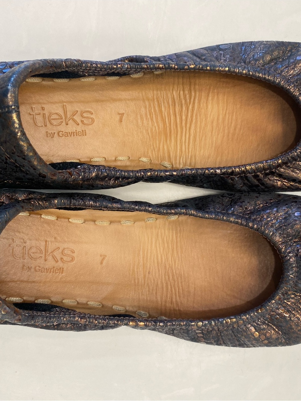 Tieks Women's Metallic Textured Ballet Flats in Ember - Picture 8 of 8